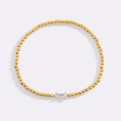 Bracciale con Pietra di Nascita e Perline Dorate