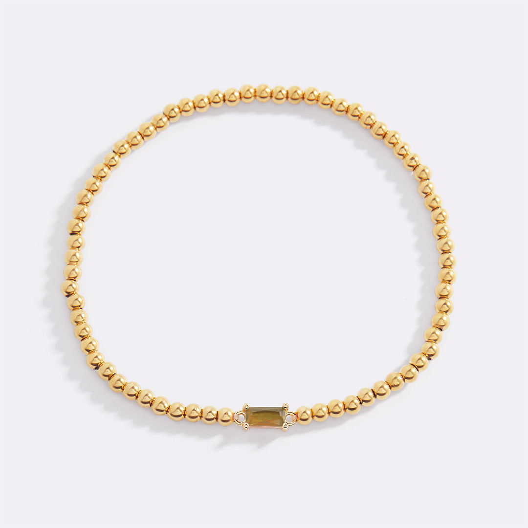 Bracciale con Pietra di Nascita e Perline Dorate