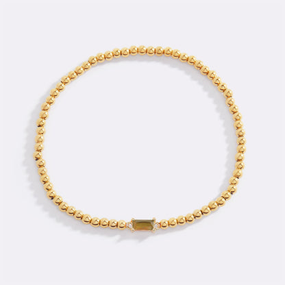 Bracciale con Pietra di Nascita e Perline Dorate