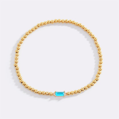 Bracciale con Pietra di Nascita e Perline Dorate