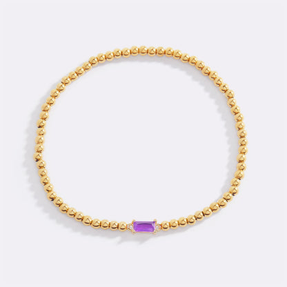Bracciale con Pietra di Nascita e Perline Dorate