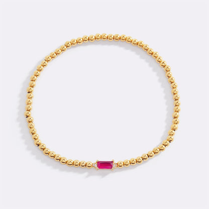Bracciale con Pietra di Nascita e Perline Dorate