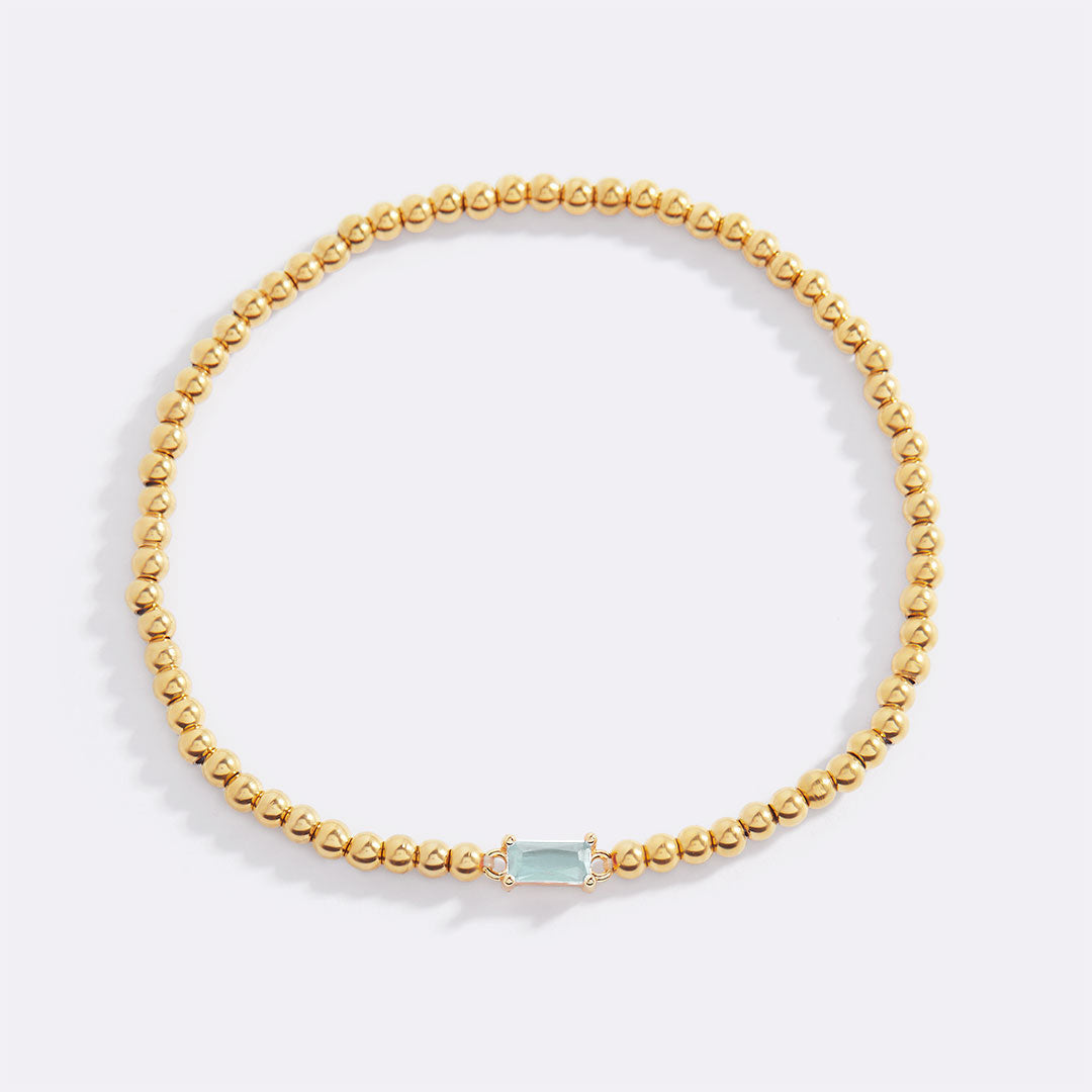 Bracciale con Pietra di Nascita e Perline Dorate