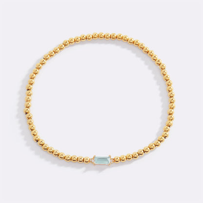 Bracciale con Pietra di Nascita e Perline Dorate