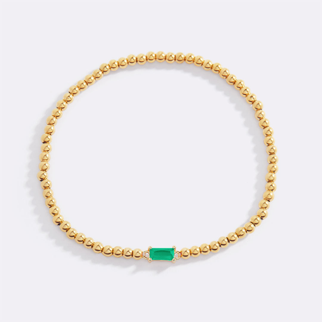 Bracciale con Pietra di Nascita e Perline Dorate