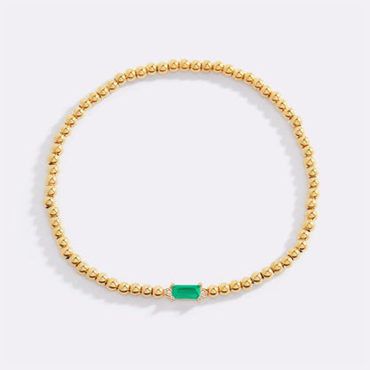 Bracciale con Pietra di Nascita e Perline Dorate