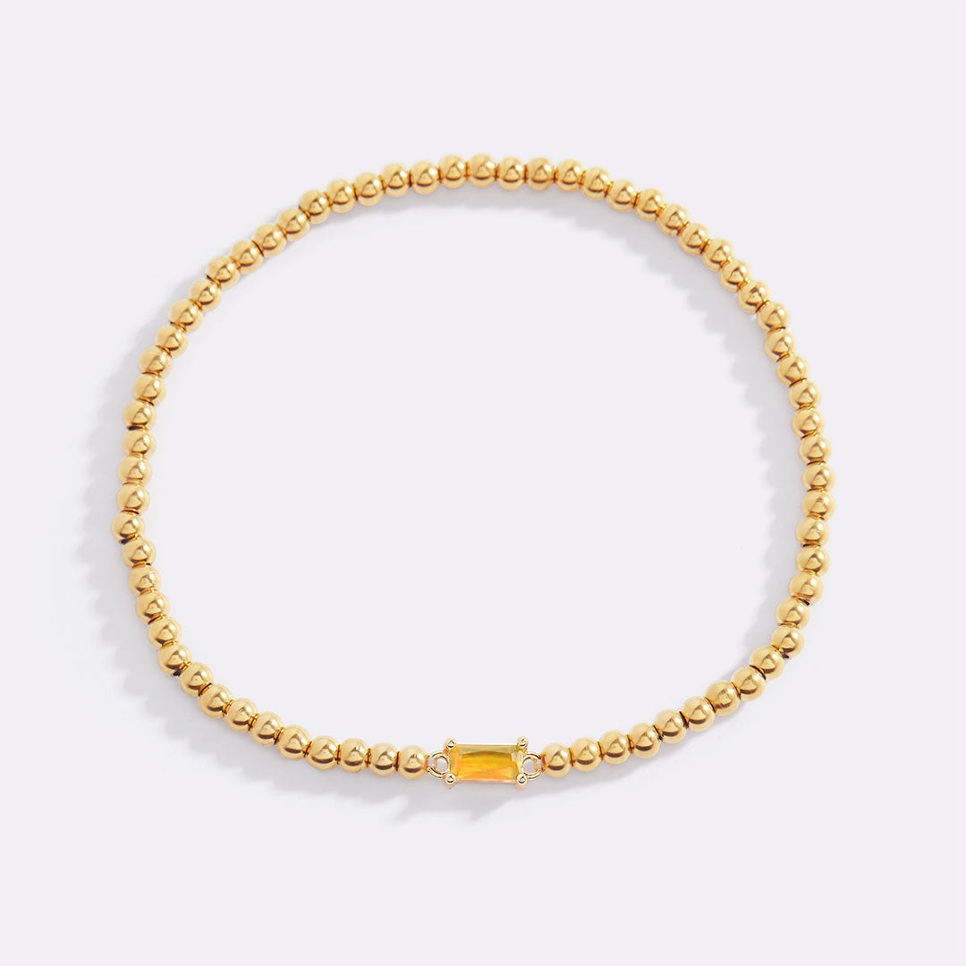 Bracciale con Pietra di Nascita e Perline Dorate