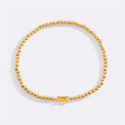 Bracciale con Pietra di Nascita e Perline Dorate
