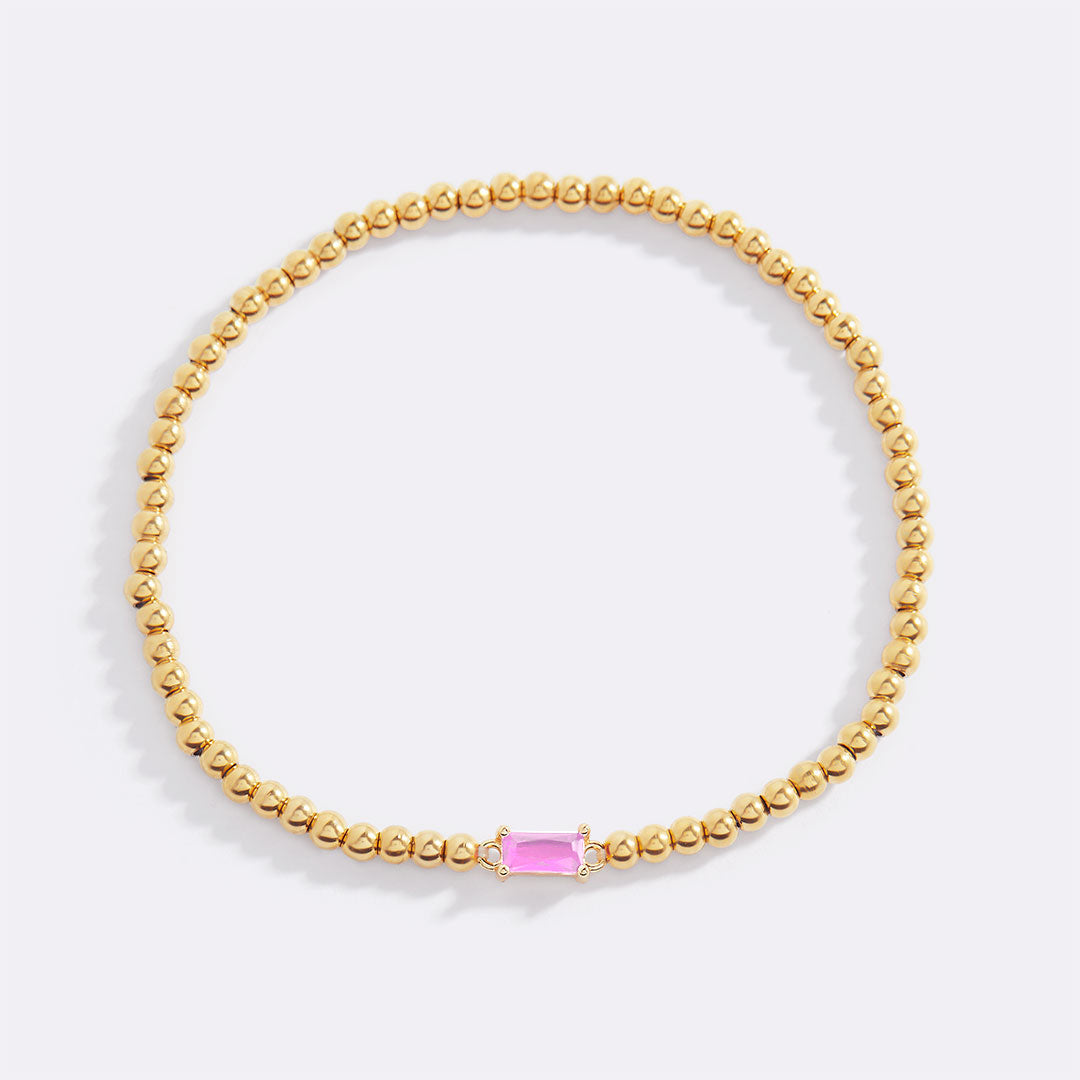 Bracciale con Pietra di Nascita e Perline Dorate