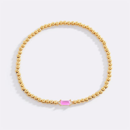 Bracciale con Pietra di Nascita e Perline Dorate