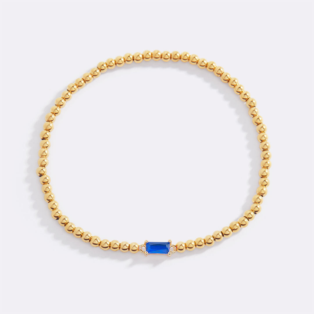 Bracciale con Pietra di Nascita e Perline Dorate