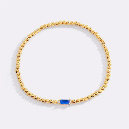 Bracciale con Pietra di Nascita e Perline Dorate