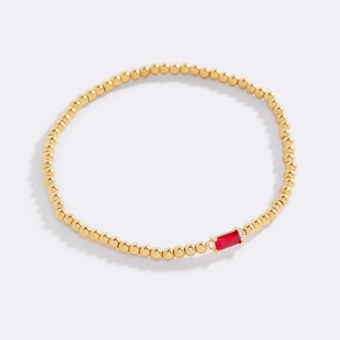 Bracciale con Pietra di Nascita e Perline Dorate