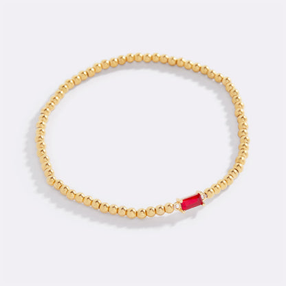 Bracciale con Pietra di Nascita e Perline Dorate