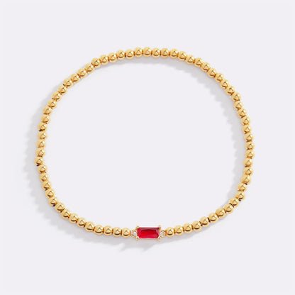 Bracciale con Pietra di Nascita e Perline Dorate