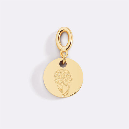 Charm a disco inciso con fiore di nascita