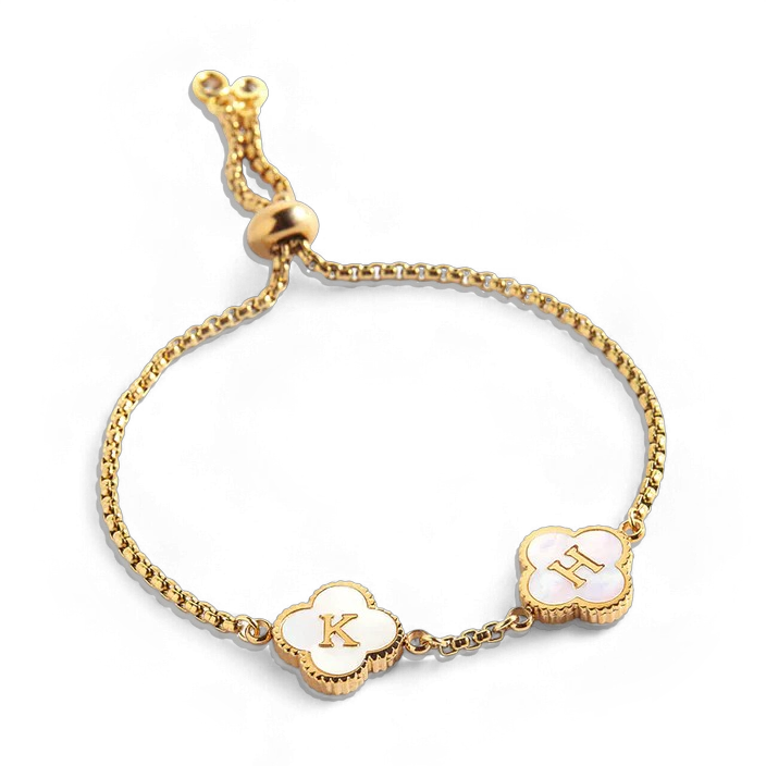 Bracciale con nome personalizzato a quadrifoglio