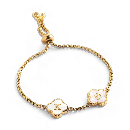 Bracciale con nome personalizzato a quadrifoglio