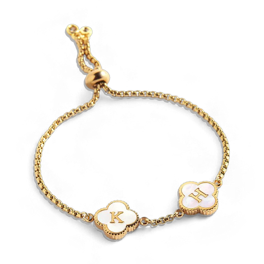 Bracciale con nome personalizzato a quadrifoglio