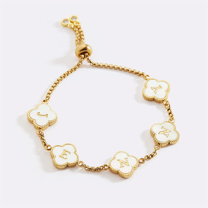 Bracciale con nome personalizzato a quadrifoglio