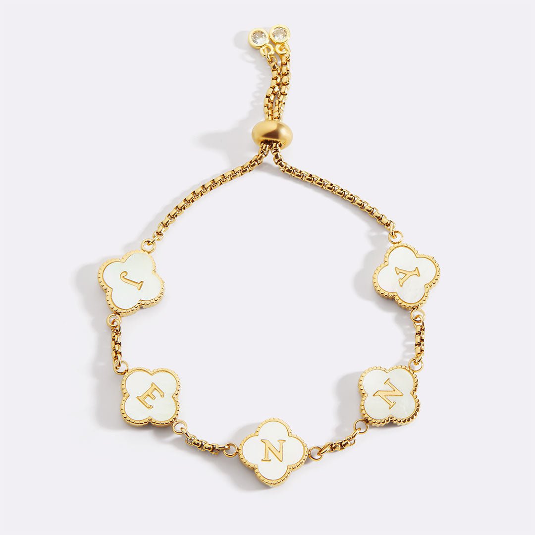 Bracciale con nome personalizzato a quadrifoglio