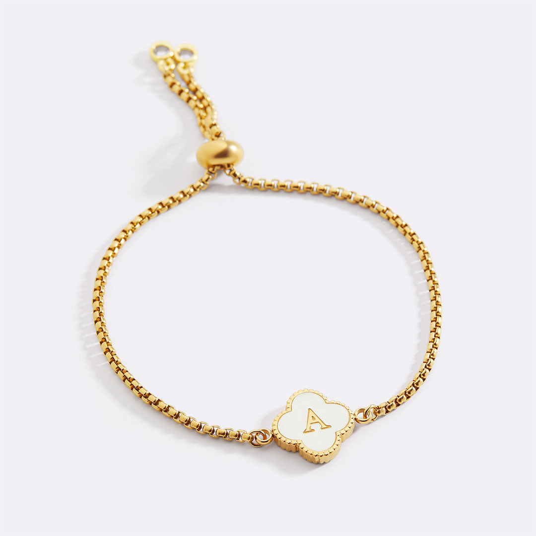 Bracciale con nome personalizzato a quadrifoglio
