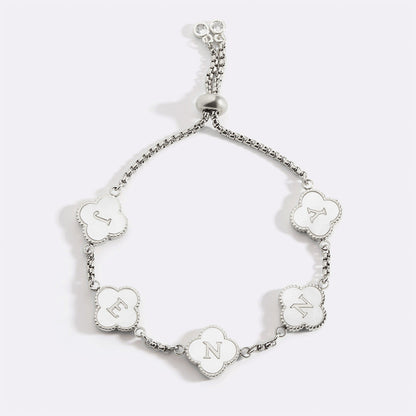 Bracciale con nome personalizzato a quadrifoglio