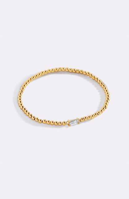 Bracciale con Pietra di Nascita e Perline Dorate