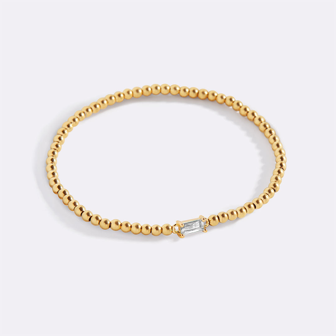 Bracciale con Pietra di Nascita e Perline Dorate