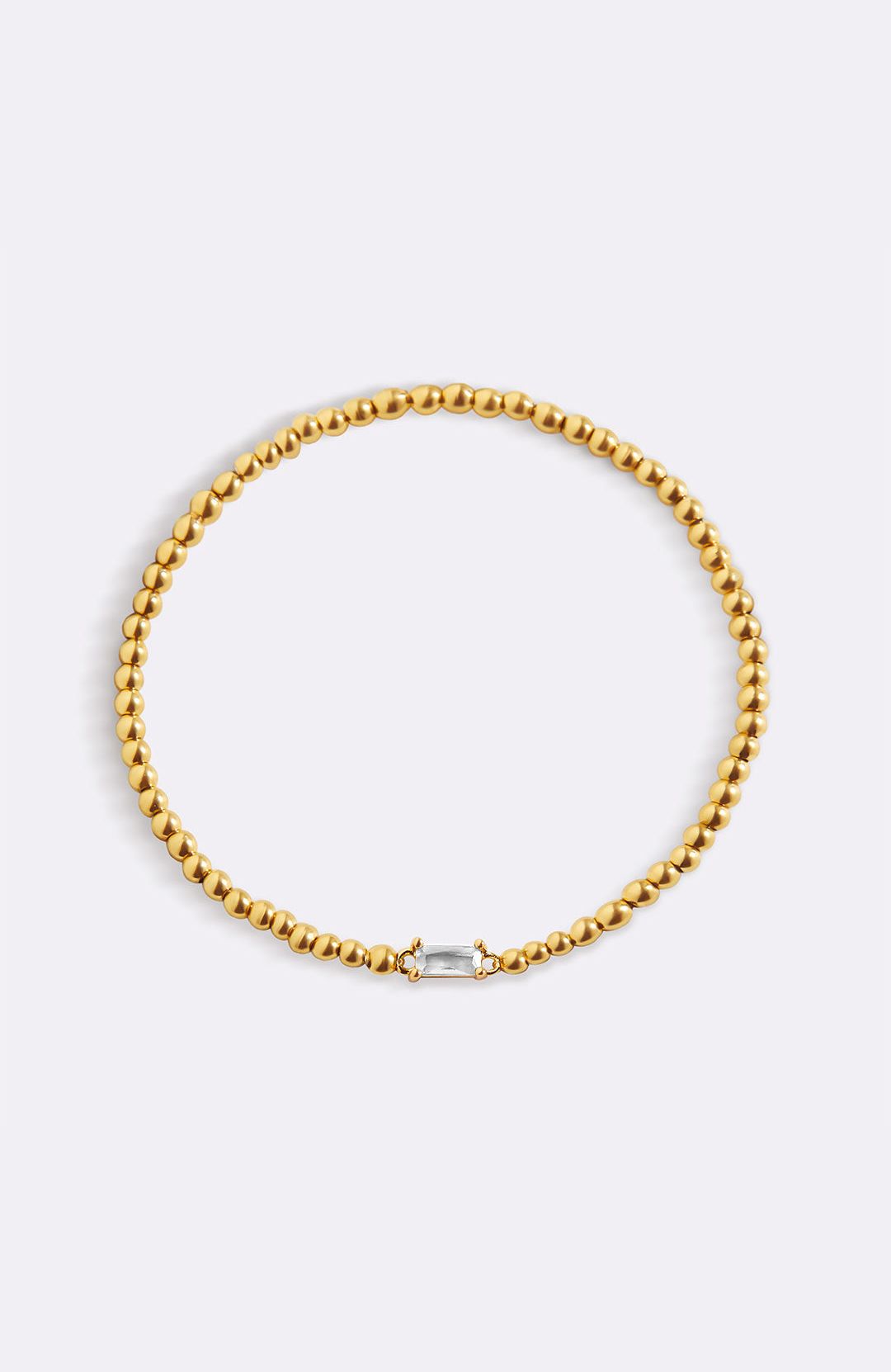 Bracciale con Pietra di Nascita e Perline Dorate