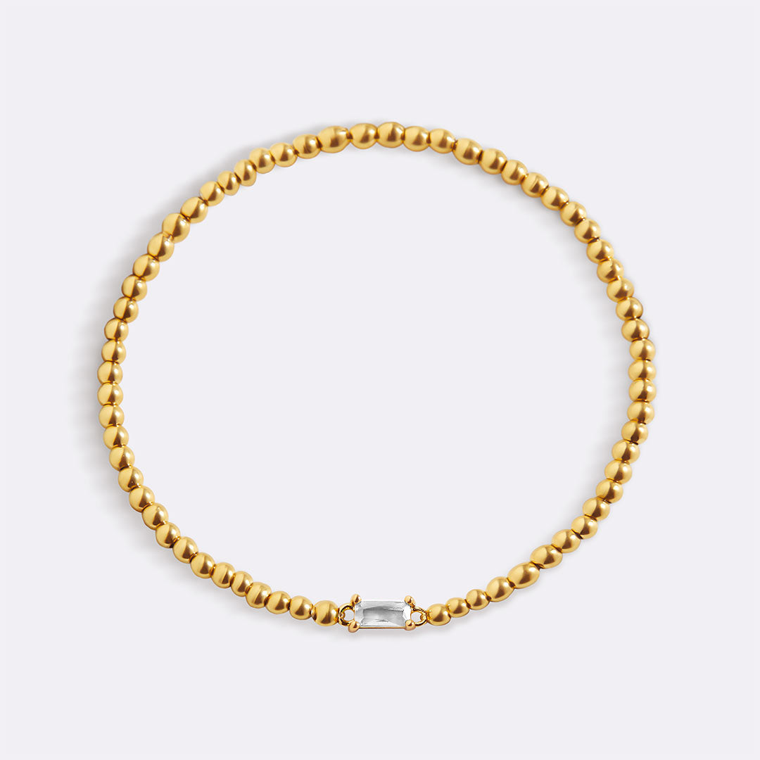 Bracciale con Pietra di Nascita e Perline Dorate