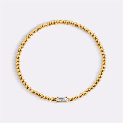 Bracciale con Pietra di Nascita e Perline Dorate