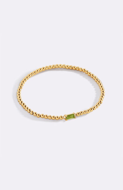 Bracciale con Pietra di Nascita e Perline Dorate