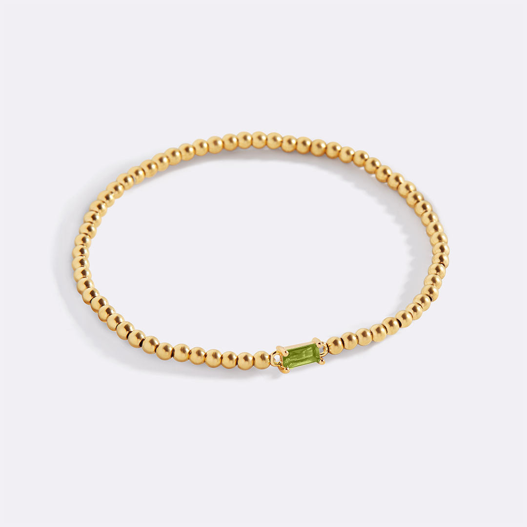 Bracciale con Pietra di Nascita e Perline Dorate