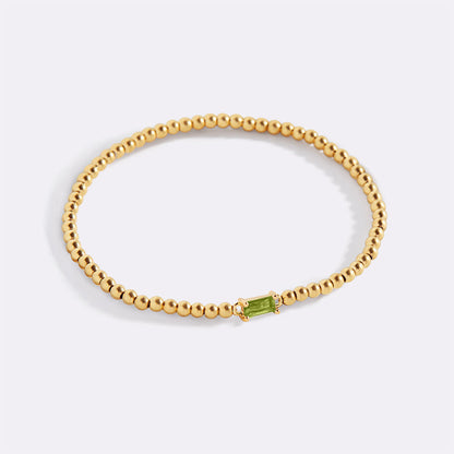 Bracciale con Pietra di Nascita e Perline Dorate