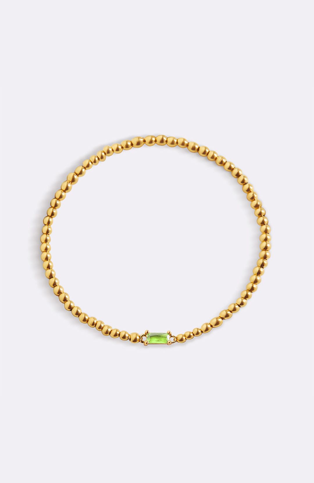 Bracciale con Pietra di Nascita e Perline Dorate