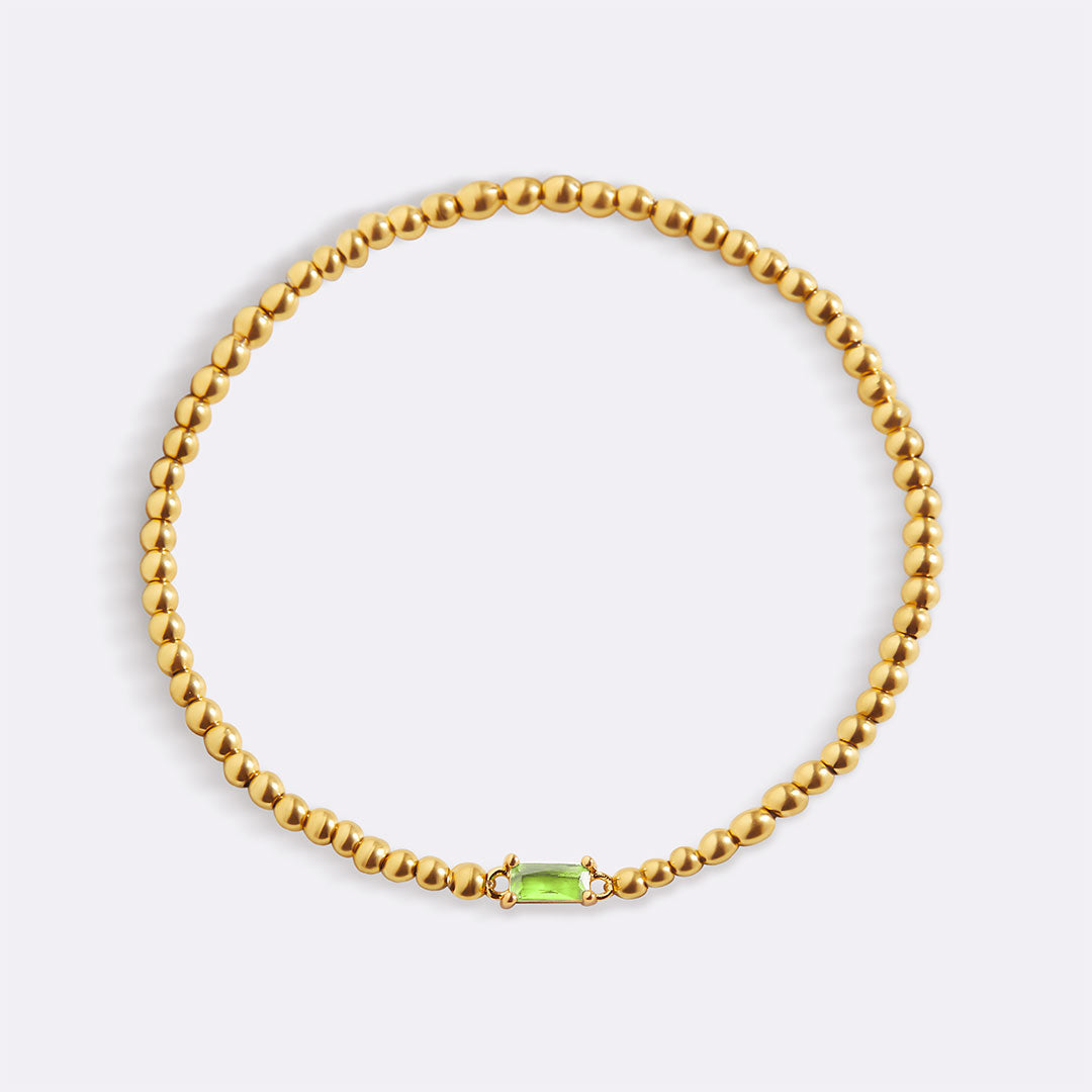 Bracciale con Pietra di Nascita e Perline Dorate