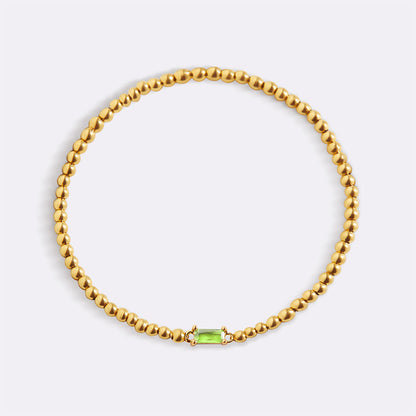 Bracciale con Pietra di Nascita e Perline Dorate