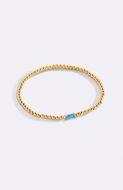 Bracciale con Pietra di Nascita e Perline Dorate