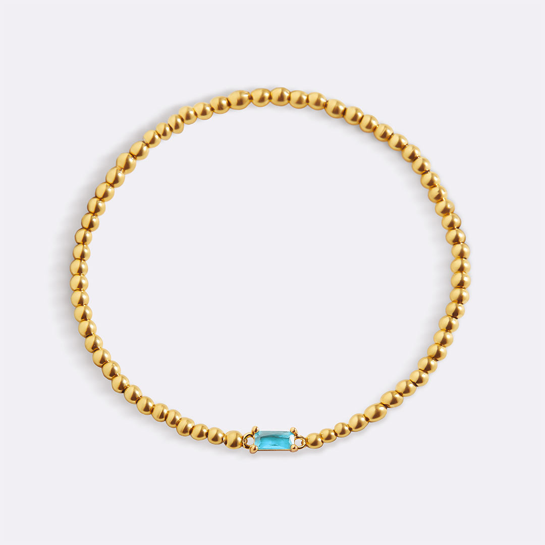 Bracciale con Pietra di Nascita e Perline Dorate