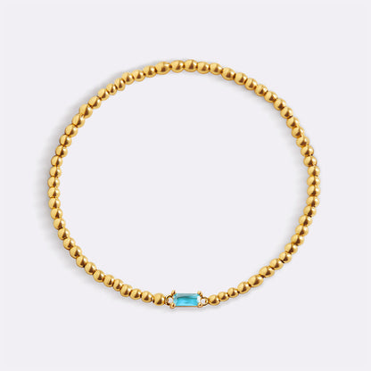 Bracciale con Pietra di Nascita e Perline Dorate
