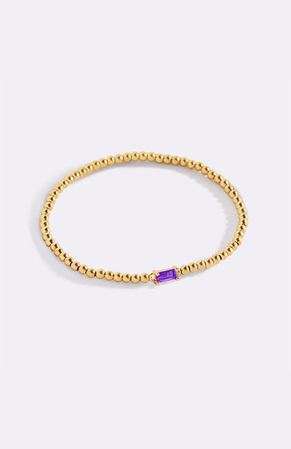 Bracciale con Pietra di Nascita e Perline Dorate