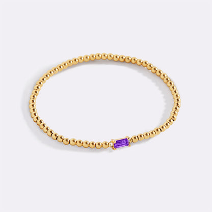 Bracciale con Pietra di Nascita e Perline Dorate