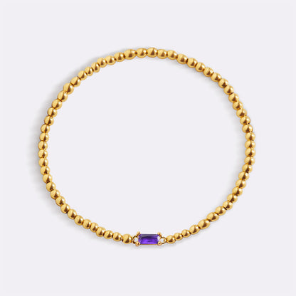 Bracciale con Pietra di Nascita e Perline Dorate
