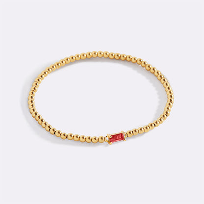 Bracciale con Pietra di Nascita e Perline Dorate