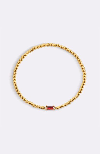 Bracciale con Pietra di Nascita e Perline Dorate