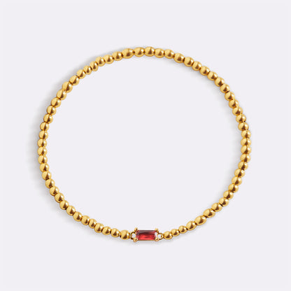 Bracciale con Pietra di Nascita e Perline Dorate