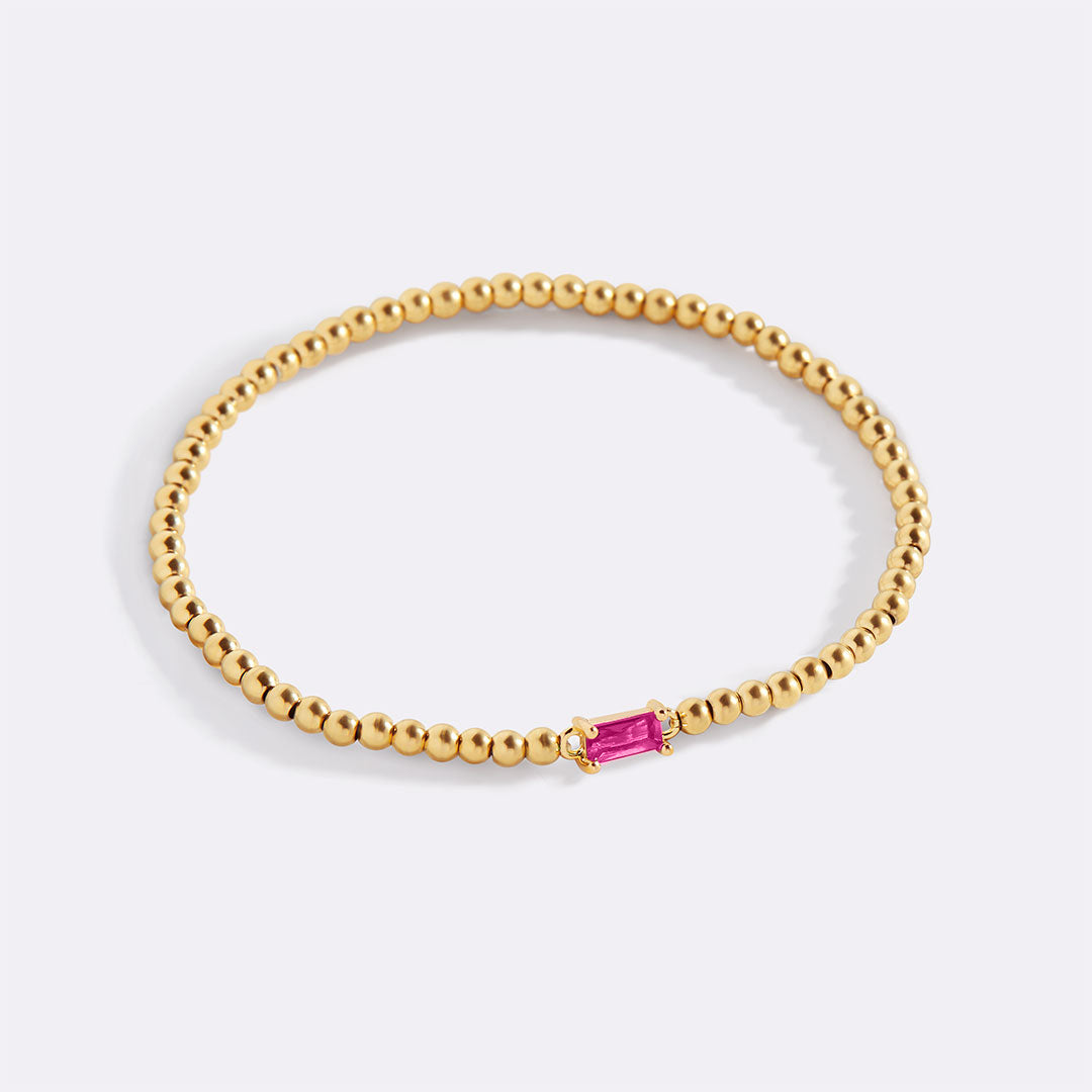 Bracciale con Pietra di Nascita e Perline Dorate