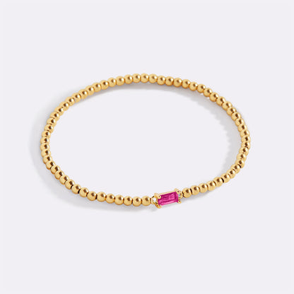 Bracciale con Pietra di Nascita e Perline Dorate