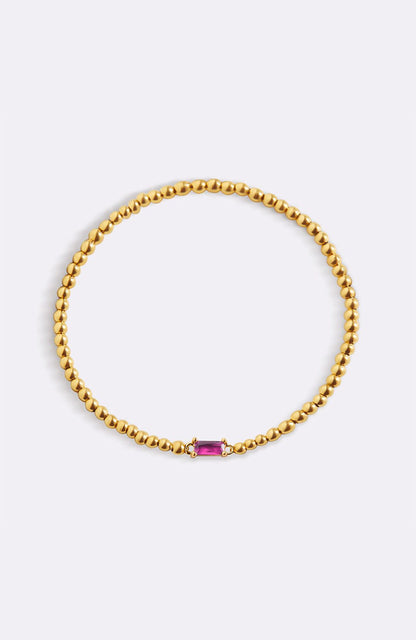 Bracciale con Pietra di Nascita e Perline Dorate